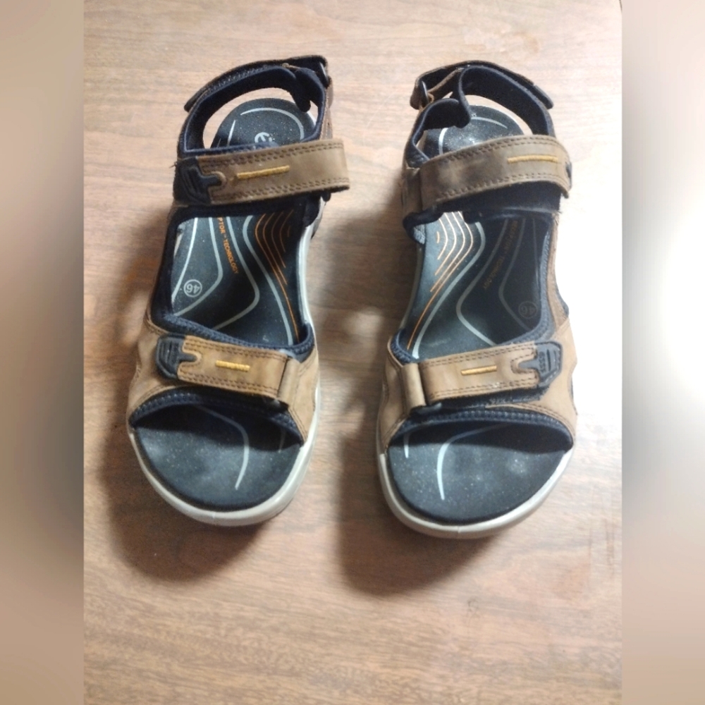 ECCO Yucatan Sandals Men's 46 EUR Brown Leather Off Road Sport US 12-12.5 Hiking